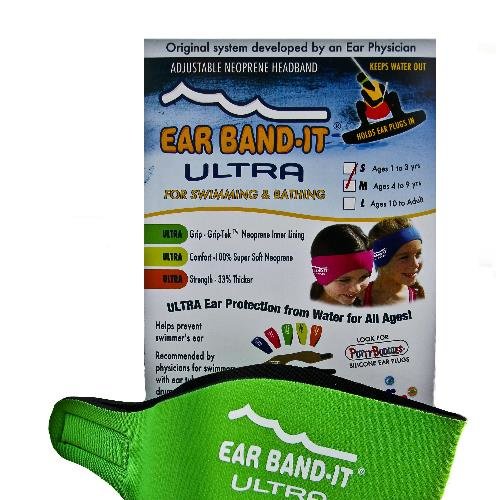 Zelená neoprénová koupací čelenka Ultra, Ear Band-It® - velikost S