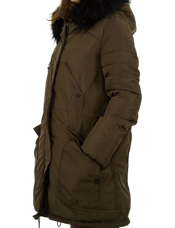 Zelená zimní dámská bunda s kapucí - velikost S