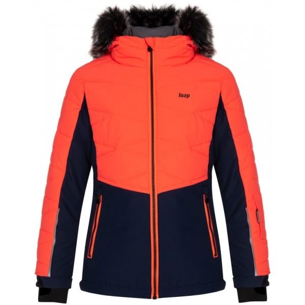 Černo-oranžová dětská lyžařská bunda Loap - velikost 146
