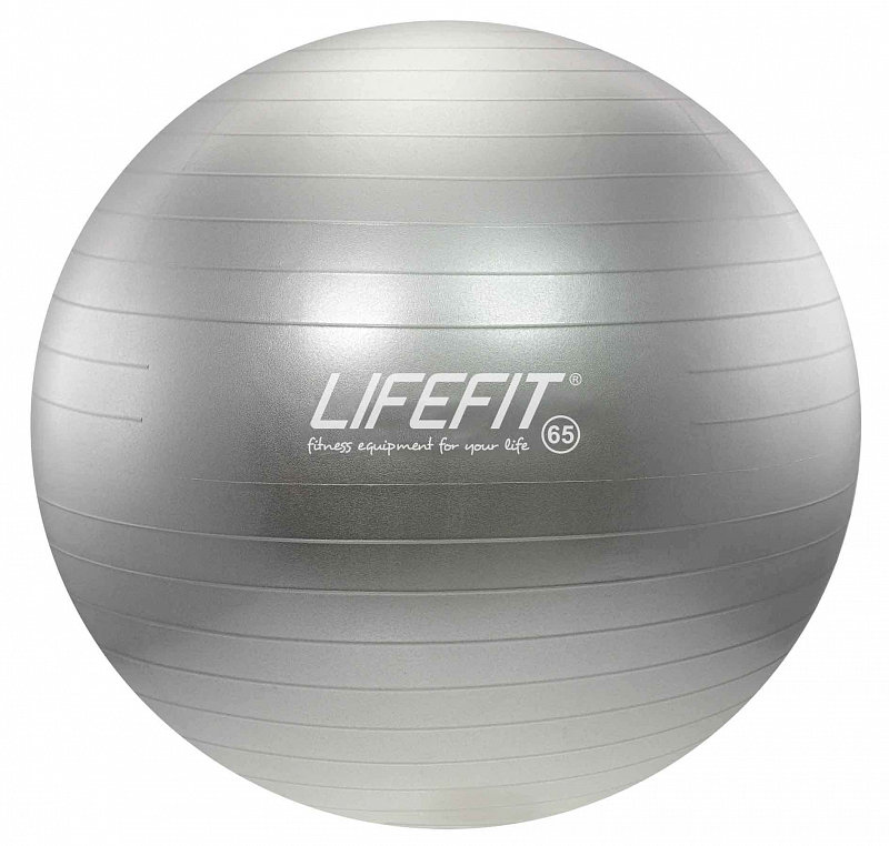 Šedý gymnastický míč ANTI-BURST, Lifefit - průměr 65 cm