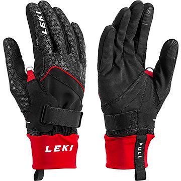 Černo-červené rukavice na běžky Leki - velikost 6