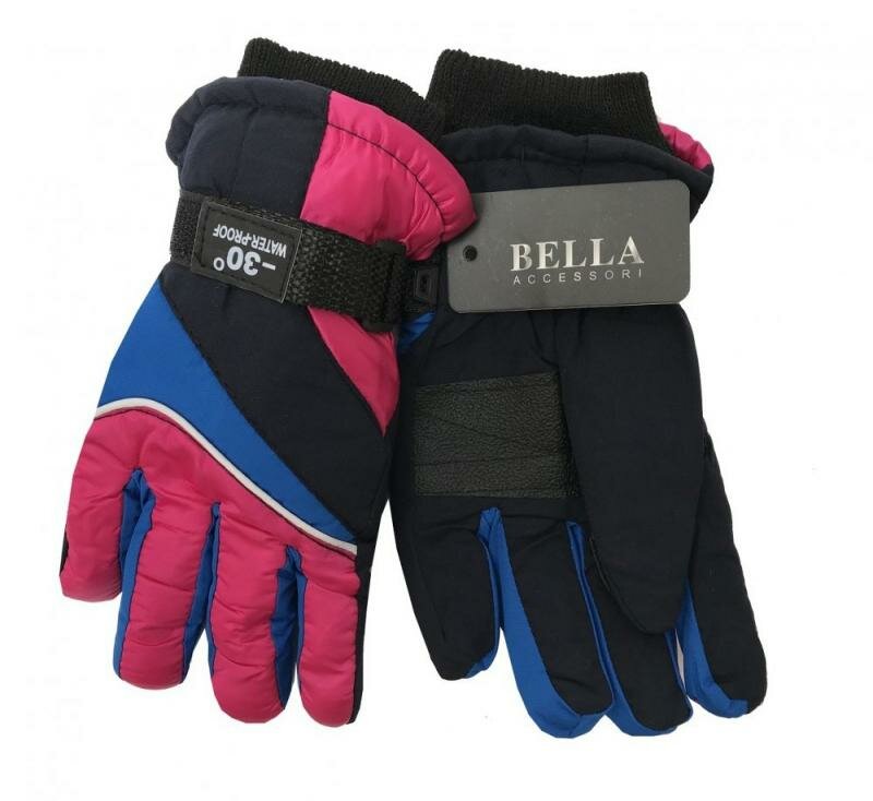 Modro-růžové dětské lyžařské rukavice
