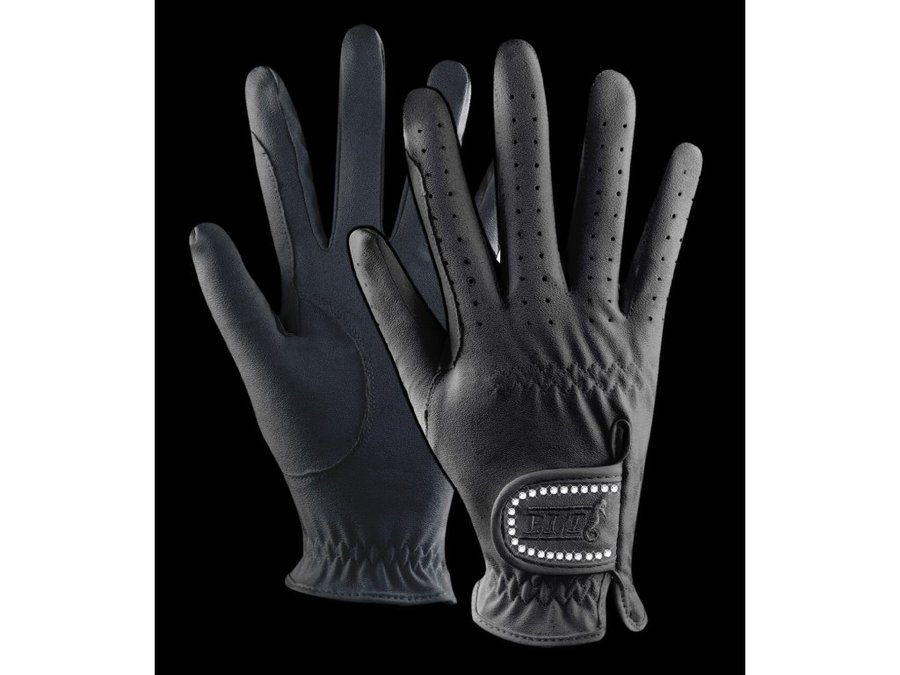 Černé jezdecké rukavice ELT - velikost M