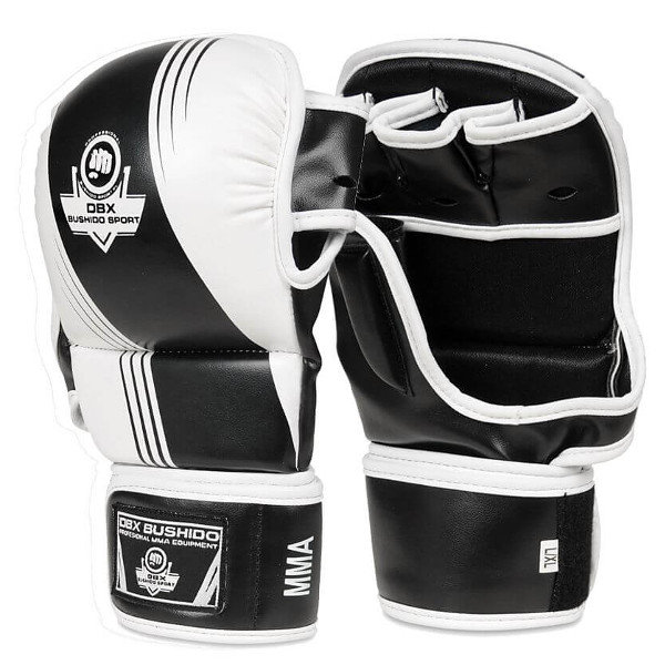 Bílo-černé MMA rukavice Bushido - velikost L-XL