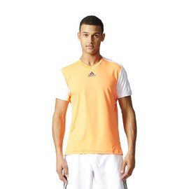 Bílo-oranžové pánské tričko s krátkým rukávem Adidas - velikost L