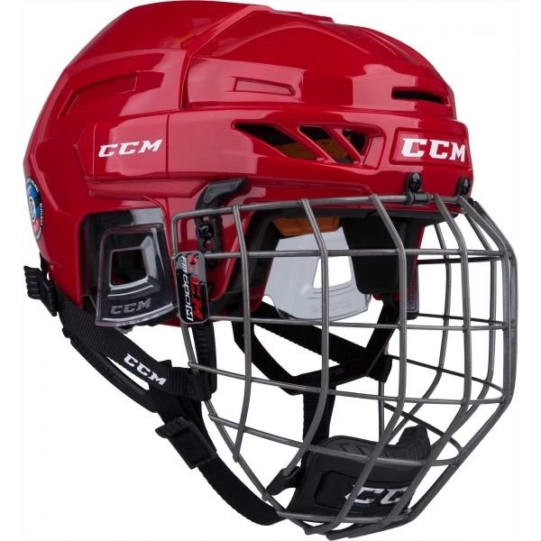 Červená hokejová helma CCM - velikost L