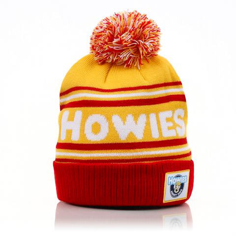 Červeno-žlutá zimní čepice Howies