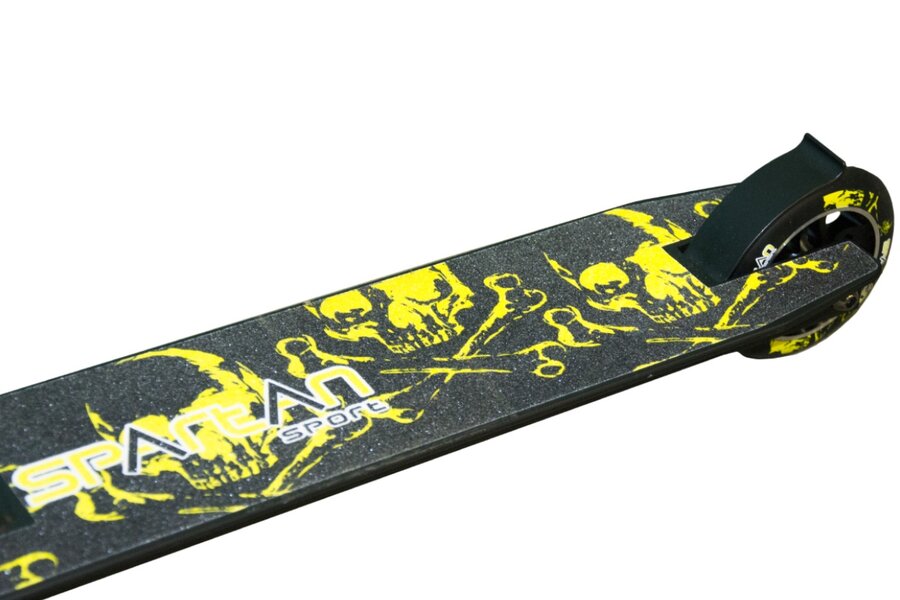 Černo-žlutá dětská BMX freestylová koloběžka pro dospělé Extrem Stunt, Spartan - nosnost 120 kg