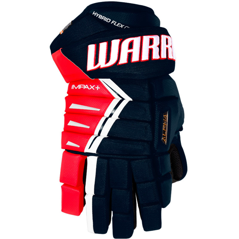 Černo-červené hokejové rukavice - senior Warrior - velikost 14&amp;quot;