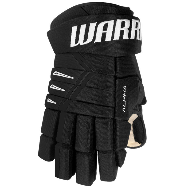 Černo-zlaté hokejové rukavice - junior Warrior - velikost 11&amp;quot;
