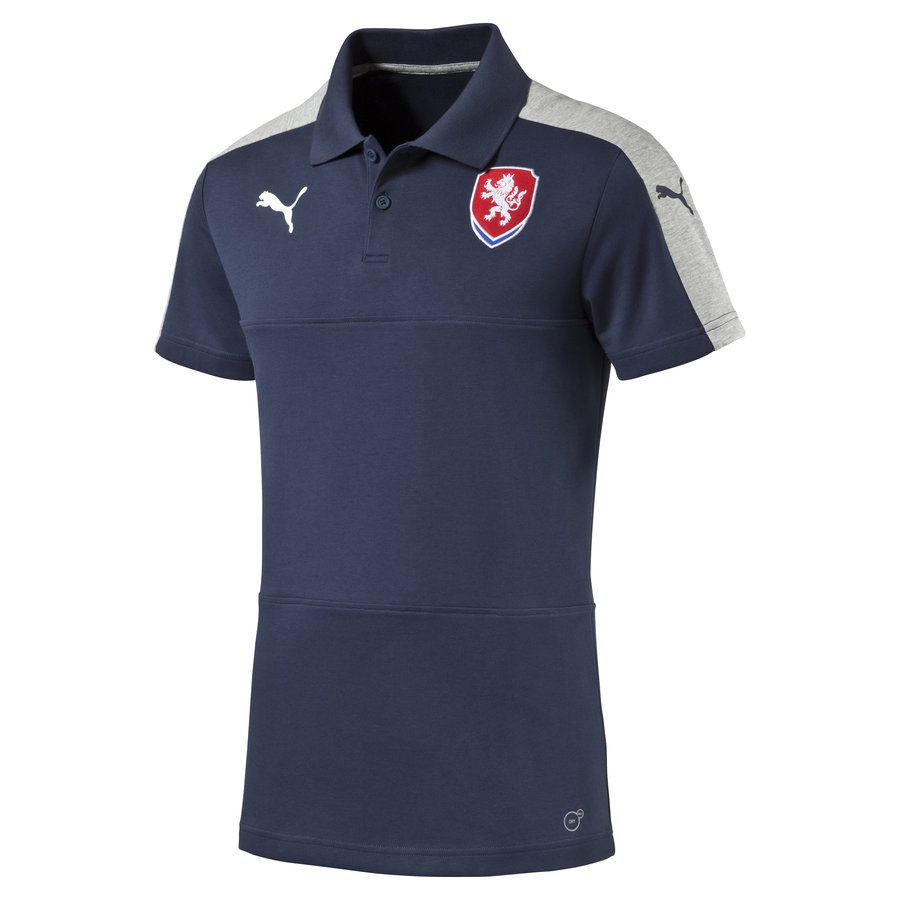 Modrá pánská polokošile s krátkým rukávem "Česká reprezentace", Puma - velikost S