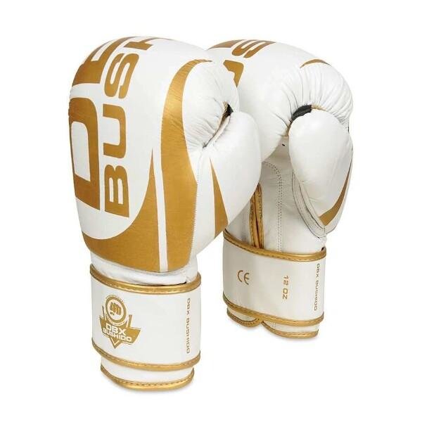 Bílo-zlaté boxerské rukavice Bushido - velikost 14 oz