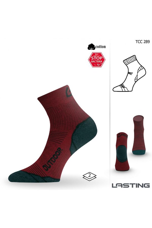 Červené pánské trekové ponožky Lasting - velikost 42-45 EU