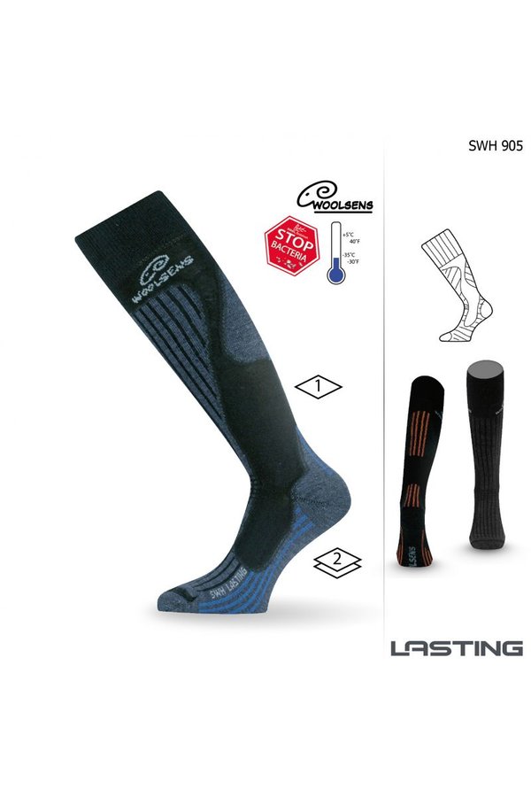 Černo-modré pánské lyžařské ponožky Lasting