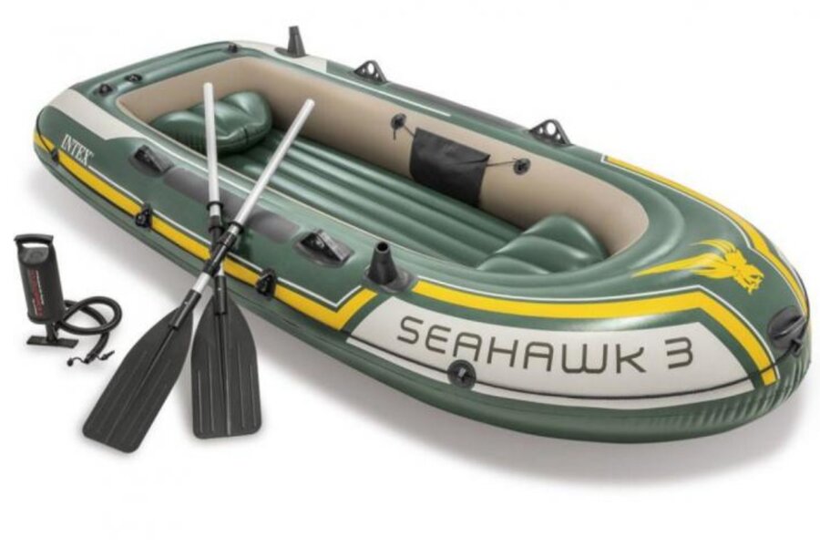 Šedo-zelený rybářský člun s nafukovacím dnem pro 2-3 osoby Seahawk 3, INTEX
