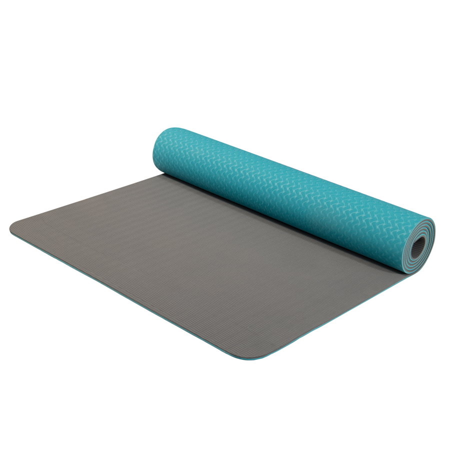 Podložka na cvičení - Dvouvrstvá podložka Yate Yoga Mat TPE tyrkys-šedá