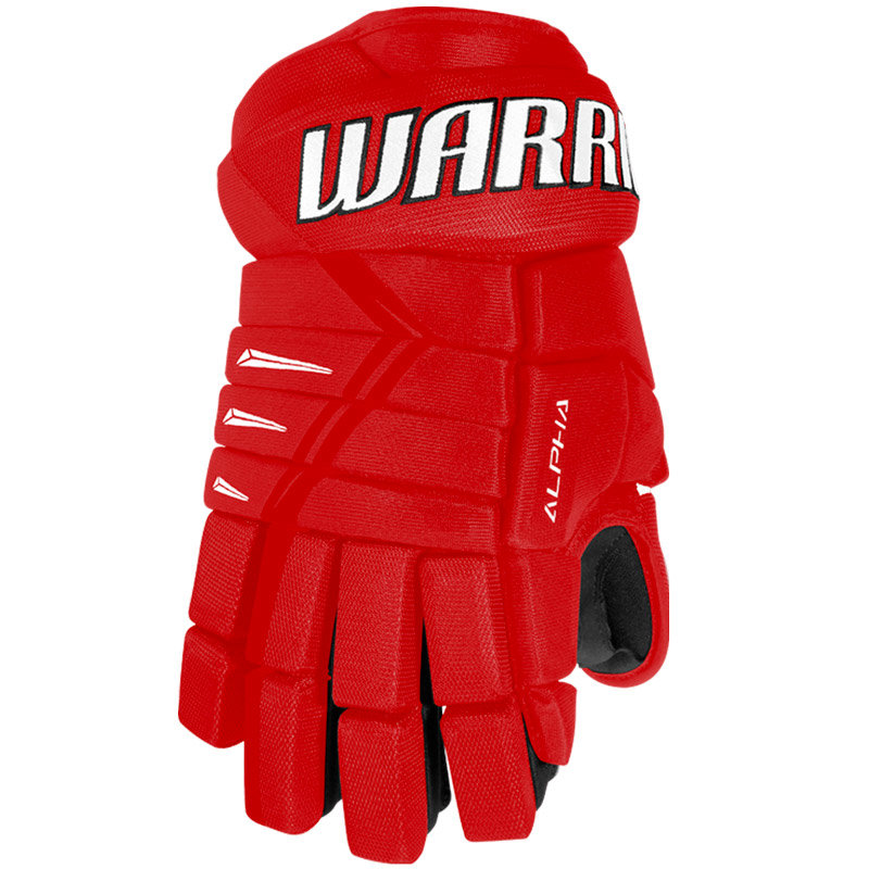 Bílo-červené hokejové rukavice - senior Warrior - velikost 14&amp;quot;