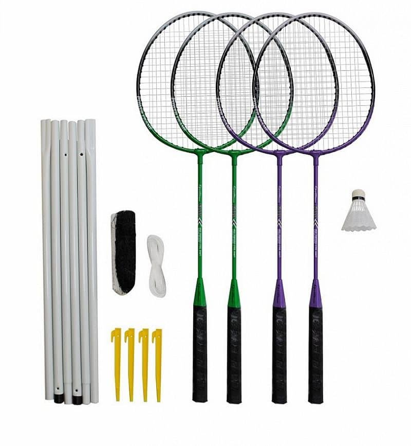 Sada na badminton - Badmintonový set 4x raketa, 1x míček, síť, vak
