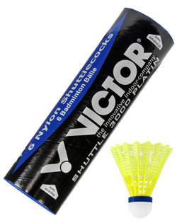 Žlutý plastový badmintonový míček Victor - 6 ks