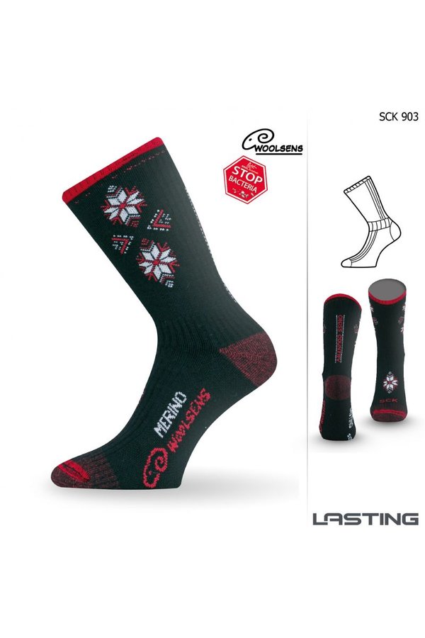 Černé pánské lyžařské ponožky Lasting - velikost 42-45 EU