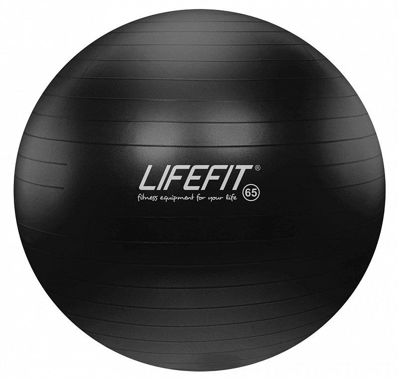 Černý gymnastický míč ANTI-BURST, Lifefit - průměr 65 cm