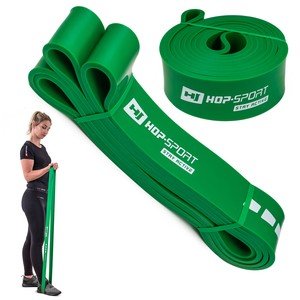 Zelená posilovací guma Hop-Sport - délka 208 cm a šířka 4,4 cm