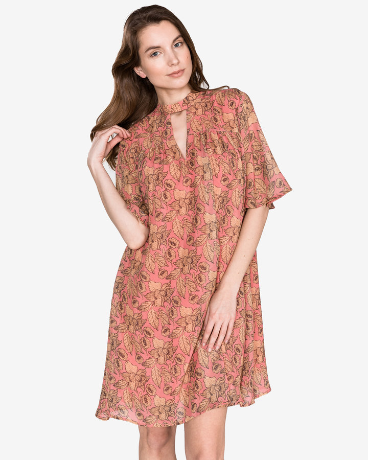 Béžovo-růžové dámské šaty Vila - velikost 38
