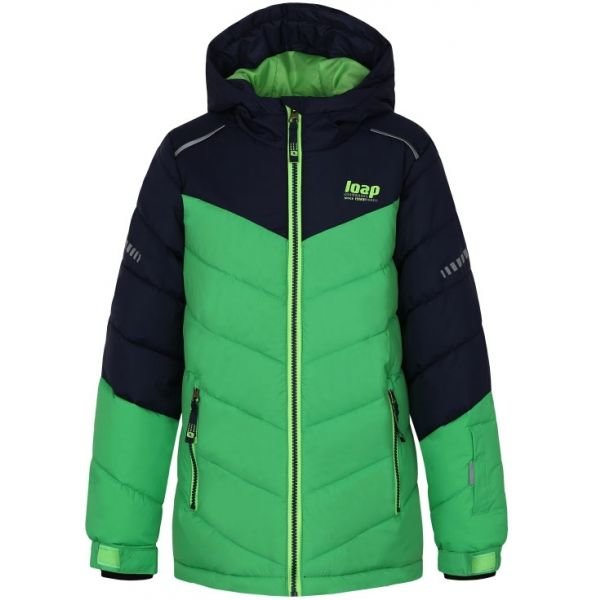 Černo-zelená dětská lyžařská bunda Loap - velikost 146