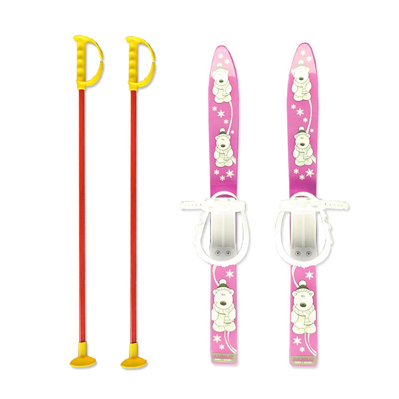Růžová dětská sada na sjezdové lyžování Master - délka 70 cm