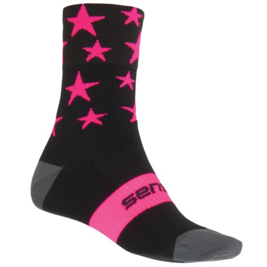 Cyklistické ponožky - Sensor STARS ponožky černá-růžová