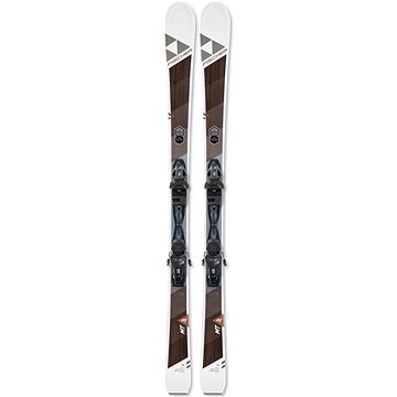 Bílo-hnědé dámské lyže s vázáním Fischer - délka 162 cm