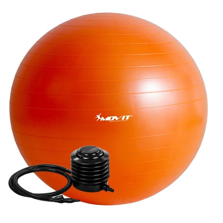 Oranžový gymnastický míč s pumpou Movit - průměr 75 cm