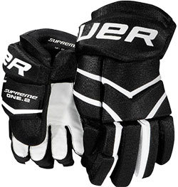 Černé hokejové rukavice - junior Supreme One 2, Bauer - velikost 12"