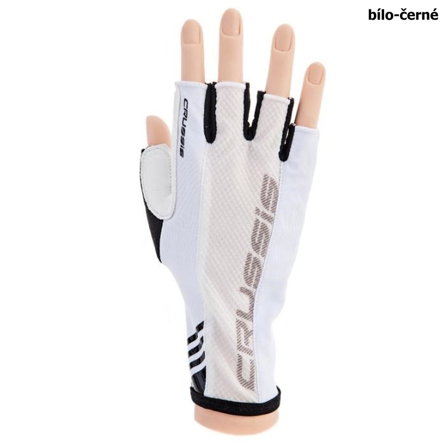 Bílo-černé cyklistické rukavice Crussis - velikost L