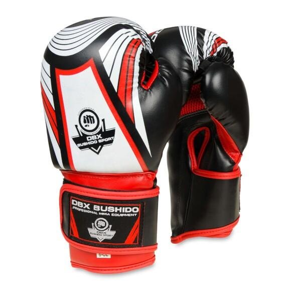 Bílo-červené boxerské rukavice Bushido - velikost 6 oz