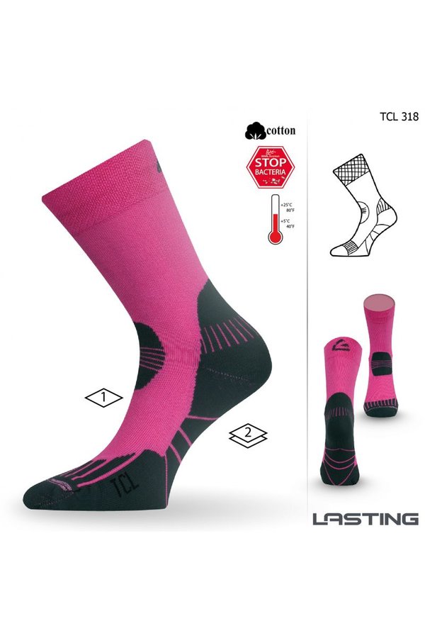 Černo-růžové pánské trekové ponožky Lasting - velikost 38-41 EU