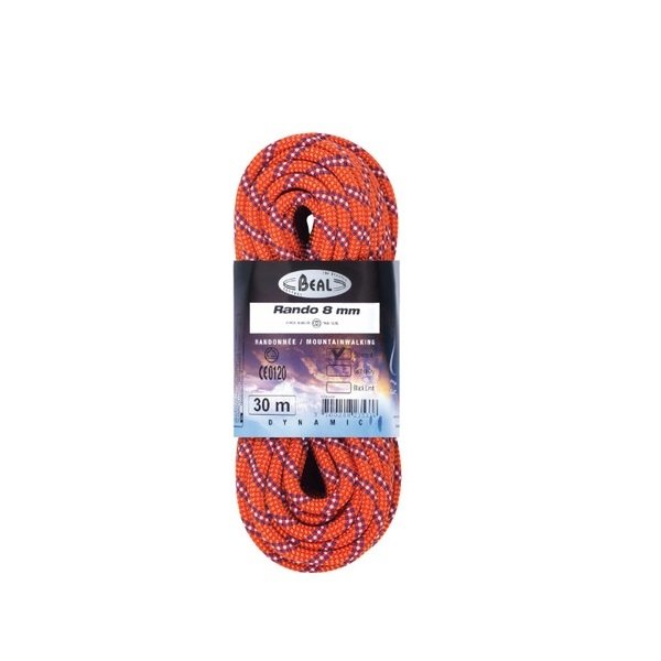 Oranžové horolezecké lano Beal - průměr 8 mm a délka 48 m
