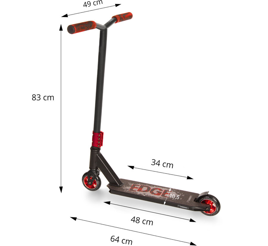 Černo-červená freestylová koloběžka Movino - nosnost 100 kg
