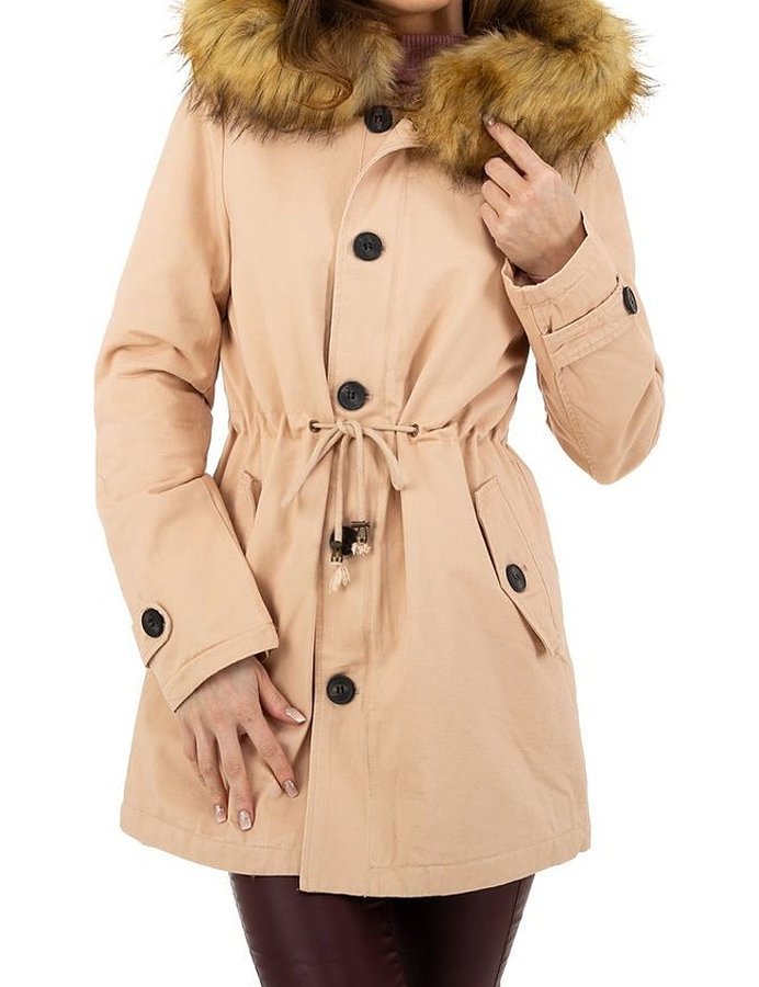 Růžová zimní dámská bunda s kapucí