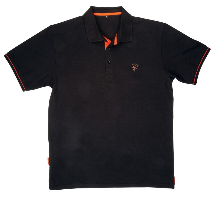 Rybářské tričko - Fox Polokošile Polo Shirt Black/Orange - vel. S