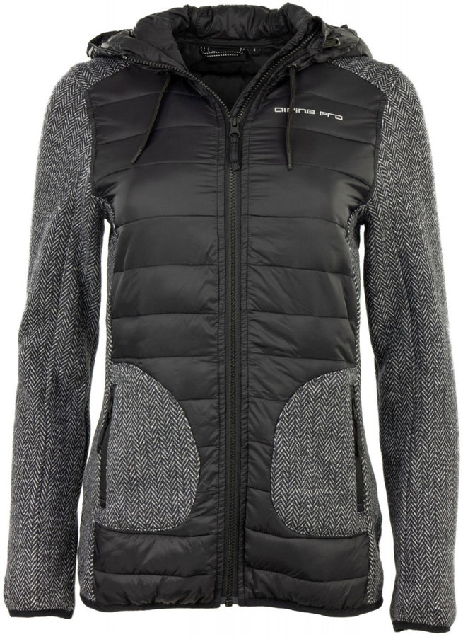 Černo-šedá zimní dámská bunda s kapucí Alpine Pro