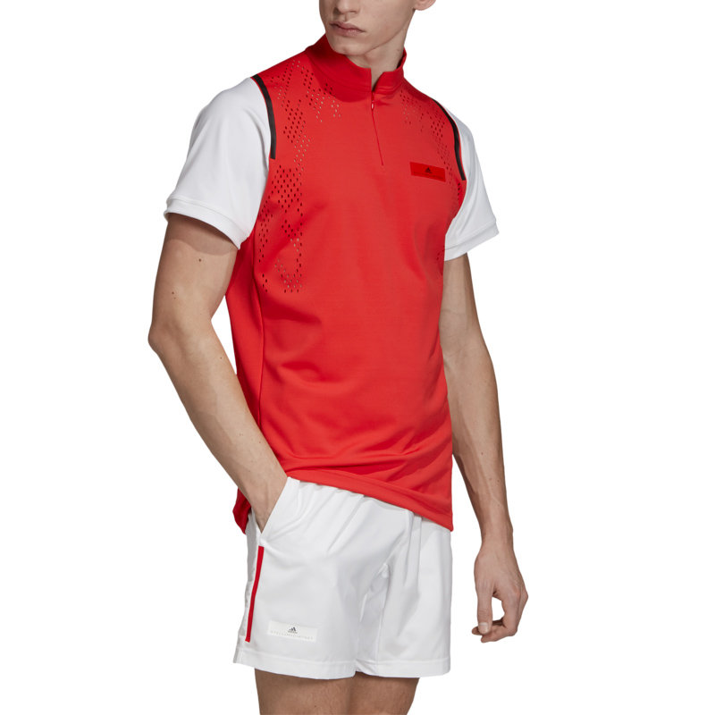 Bílo-červené pánské tričko s krátkým rukávem Adidas - velikost L