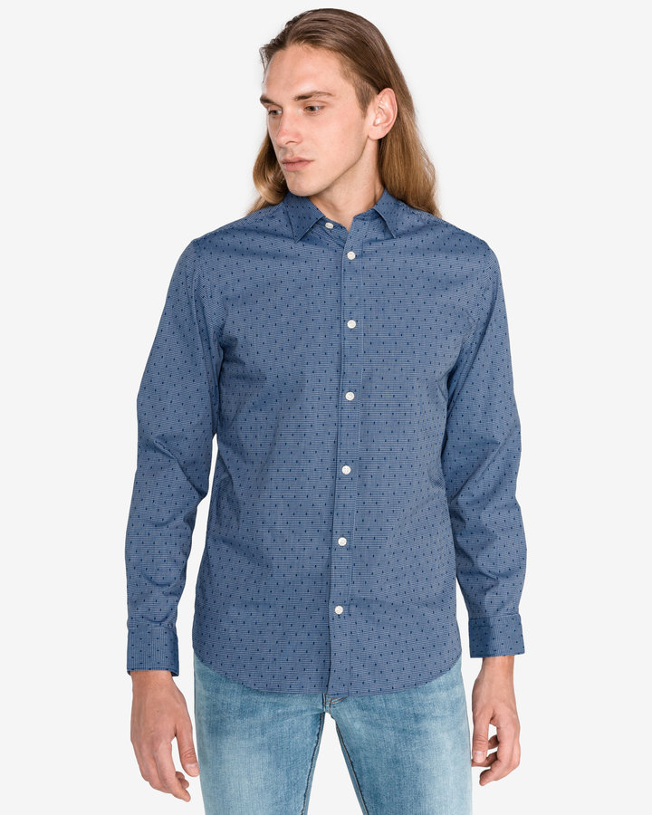 Modrá pánská košile s dlouhým rukávem Selected