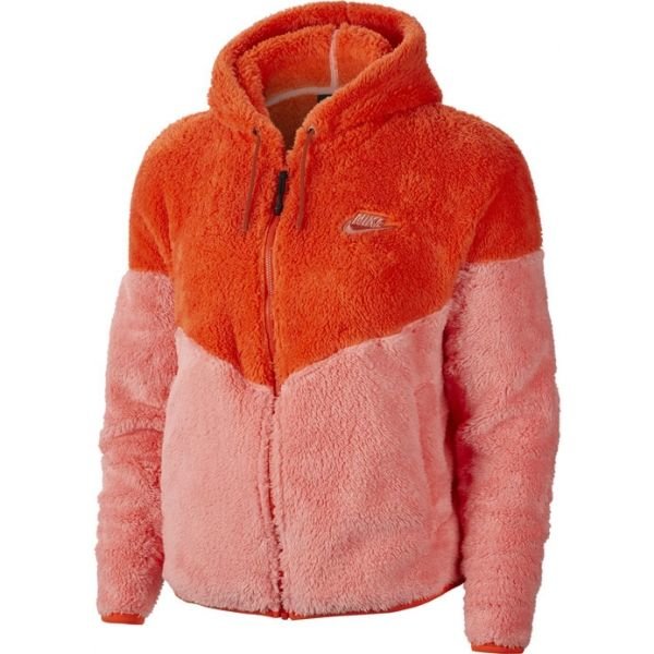 Oranžovo-růžová dámská mikina s kapucí Nike