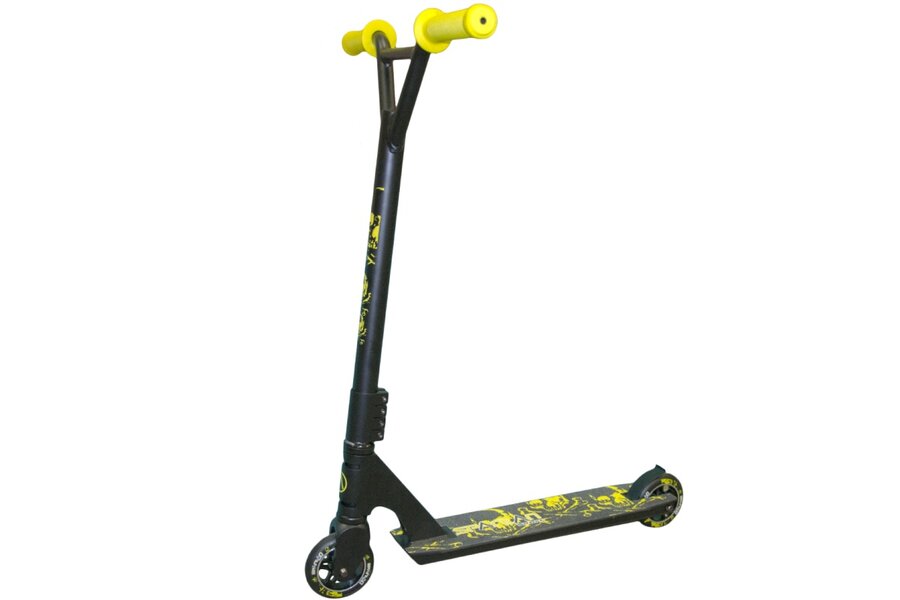 Černo-žlutá dětská BMX freestylová koloběžka pro dospělé Extrem Stunt, Spartan - nosnost 120 kg