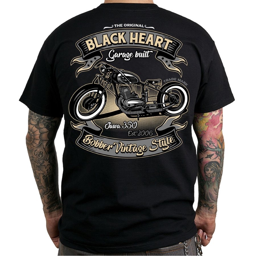 Černé motorkářské tričko Jawa 350, Blackheart - velikost M