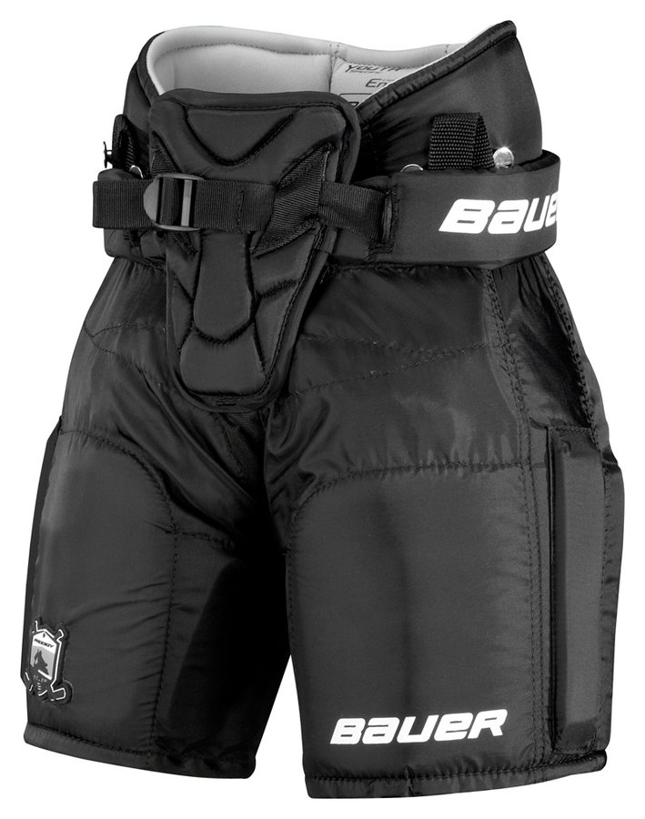 Černé brankářské hokejové kalhoty - junior Bauer - velikost S-M