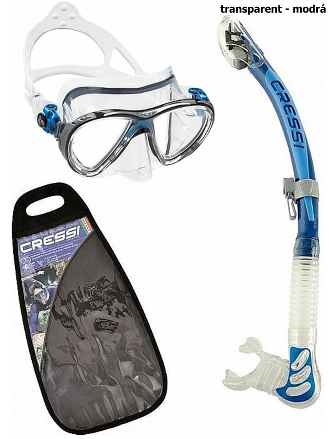 Potápěčská sada - Potápěčský set CRESSI Big Eyes+Alpha Ultra Dry - transparent modrá