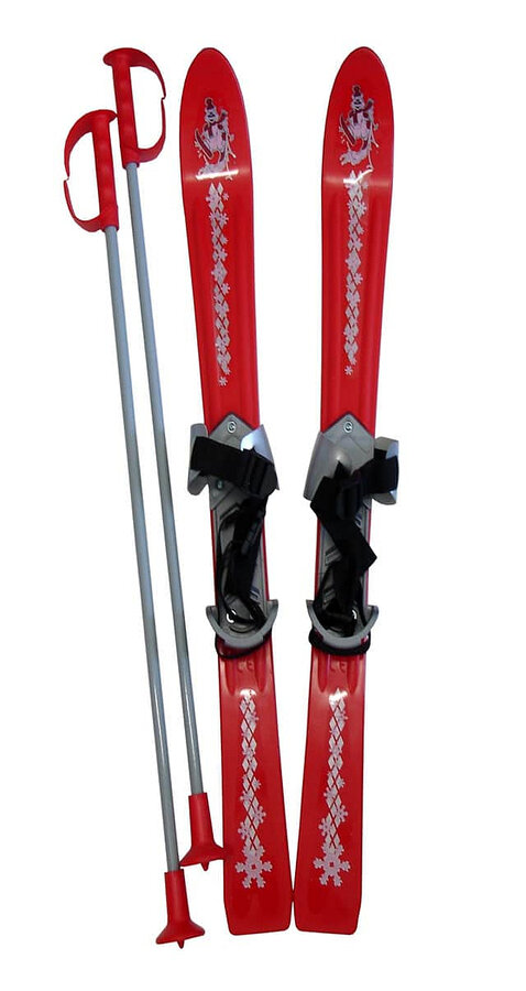Červená dětská sada na sjezdové lyžování Acra - délka 90 cm