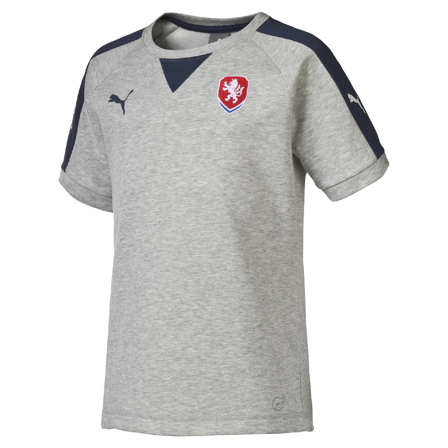 Šedé pánské tričko s krátkým rukávem "Česká reprezentace", Puma - velikost L